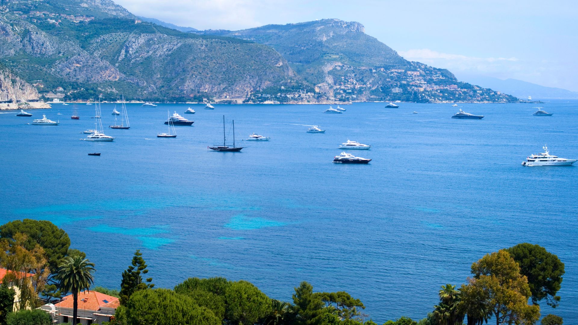 Villefranche Bay's horseshoe anchorage between Nice and Cap Ferrat