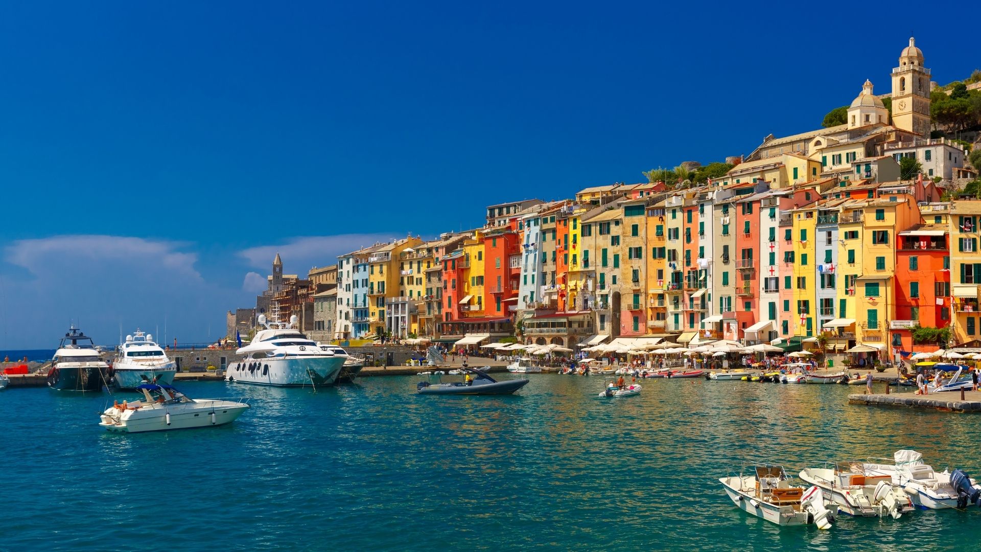 La Spezia for disembarkation if the yacht staged back to the mainland — forty-five minutes by road to PSA, one hour direct train to Milan, four and a half hours to Rome. Some yachts on this route disembark at Portoferraio (Elba) instead, with a ferry connection across to Piombino for onward rail or road.