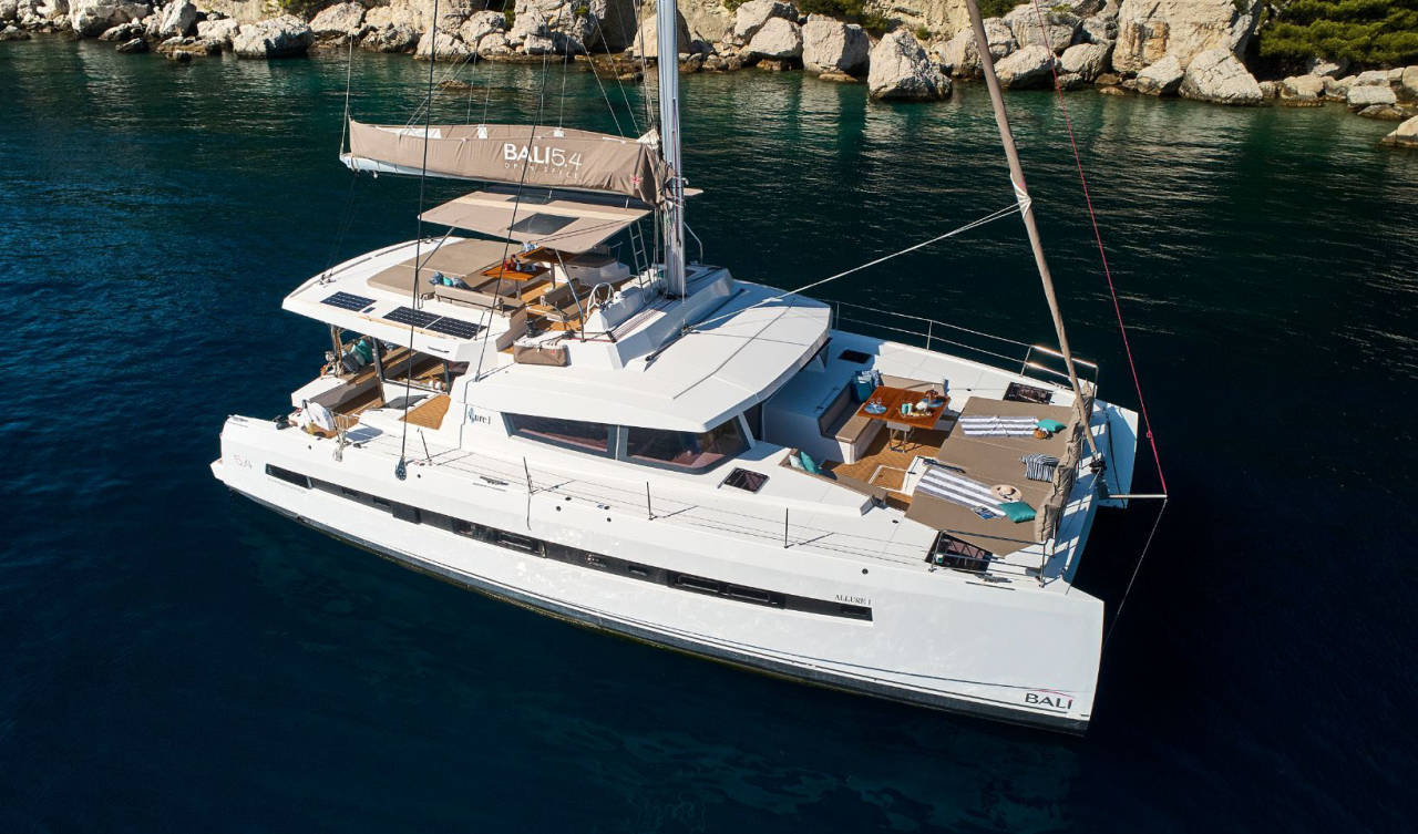 YEPA II, a 2021 Bali 5.4 available for charter in the Exuma Bahamas.