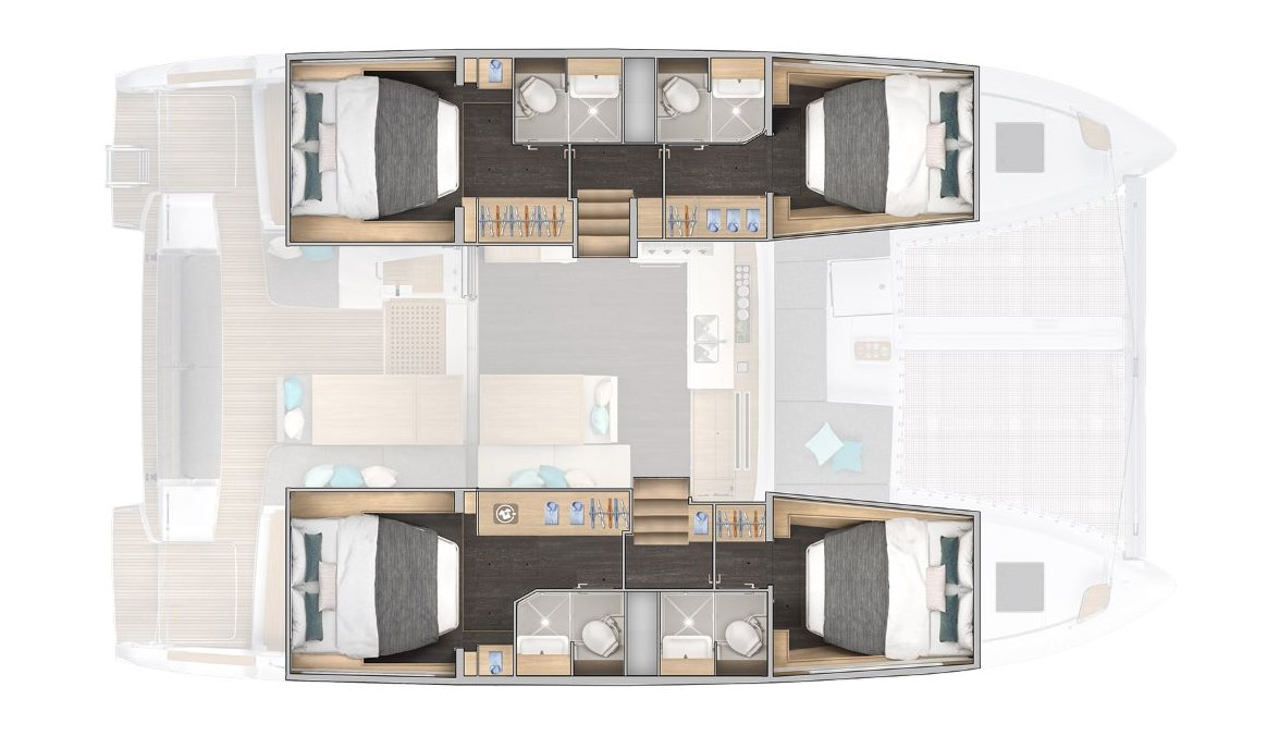 Layout for ALBA J, a 2025 Lagoon 43
