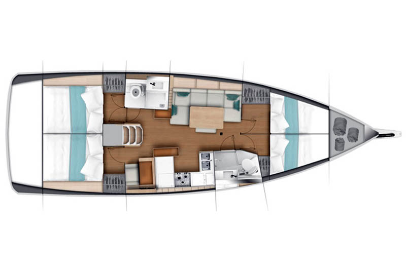 Layout for LA BAAVCA, a 2020 Sun Odyssey 440