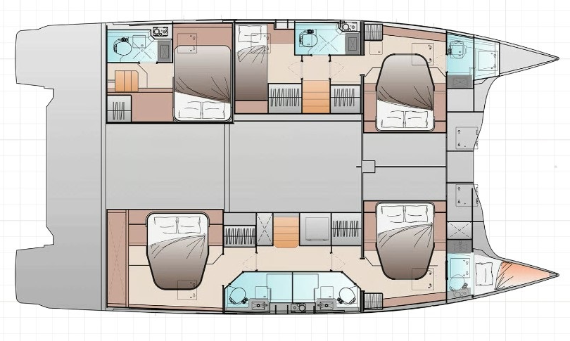 Layout for ISLA BELLA, a 2028 Fountaine Pajot FP 48 Quintet