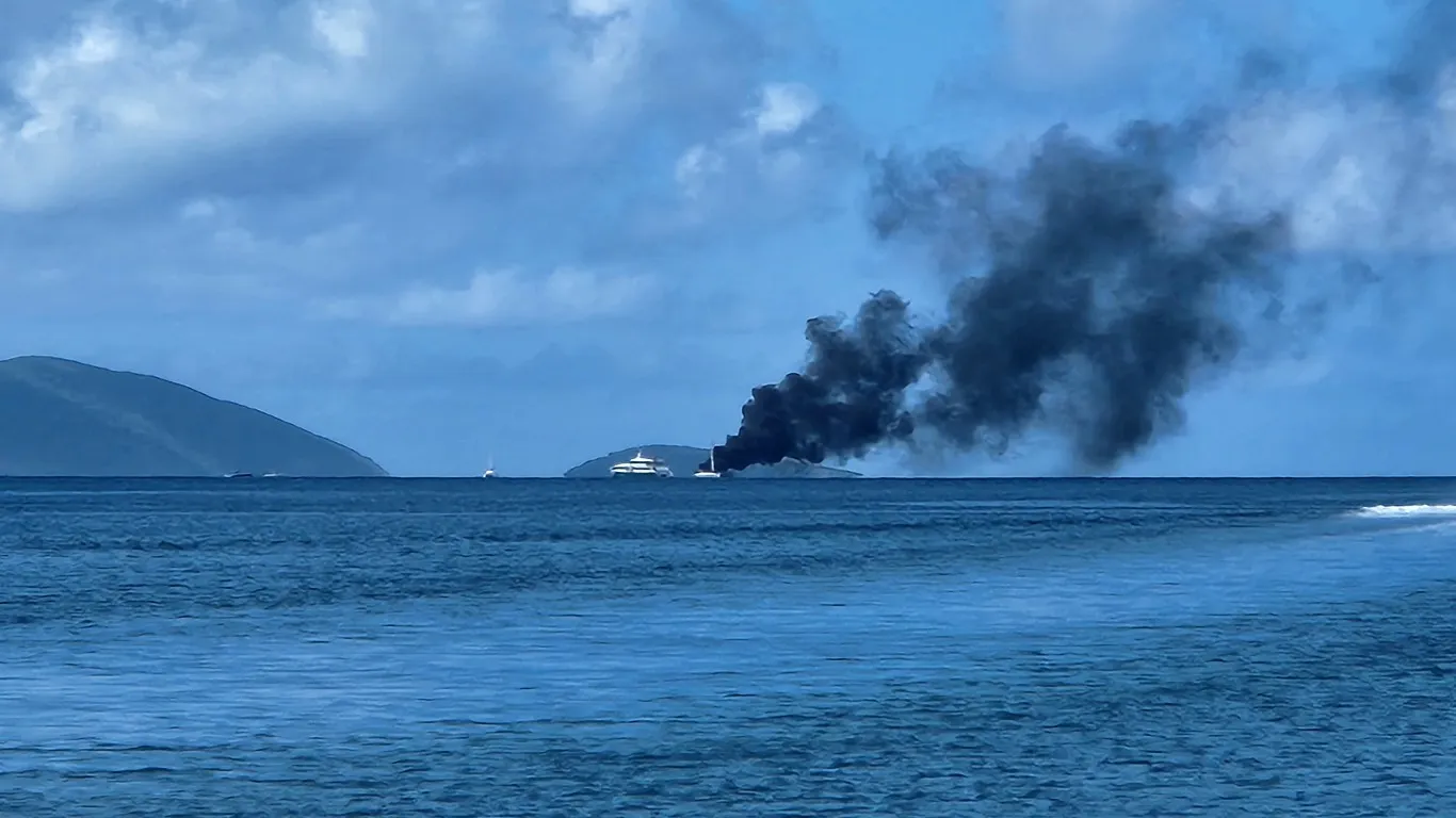 Sailboat Catches Fire North of St. John, USVI