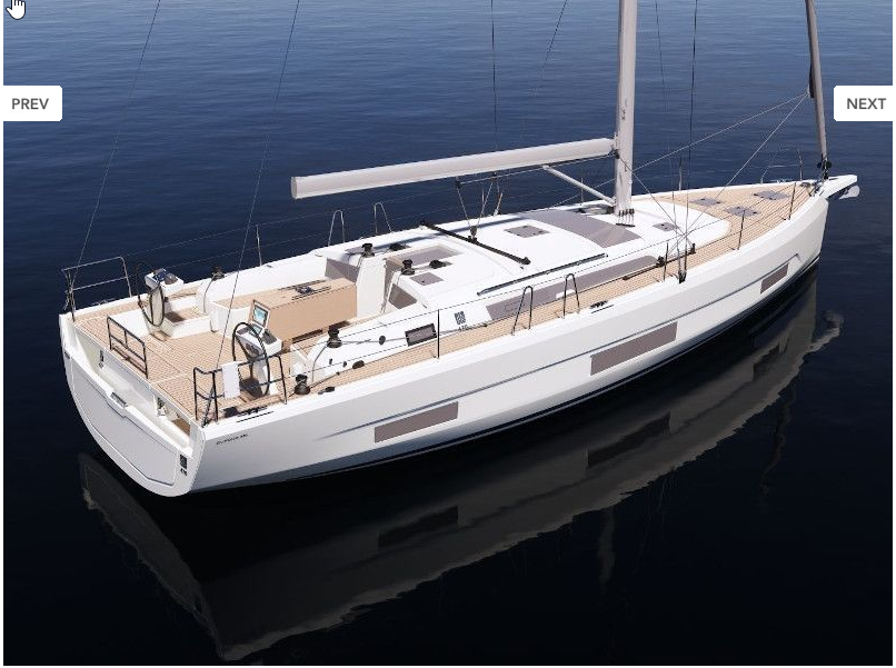 Banshee, a 2023 Dufour 470 available for charter in Italy.