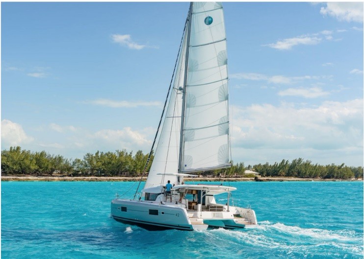 Lotus, a 2023 Lagoon 42 available for charter in Italy.