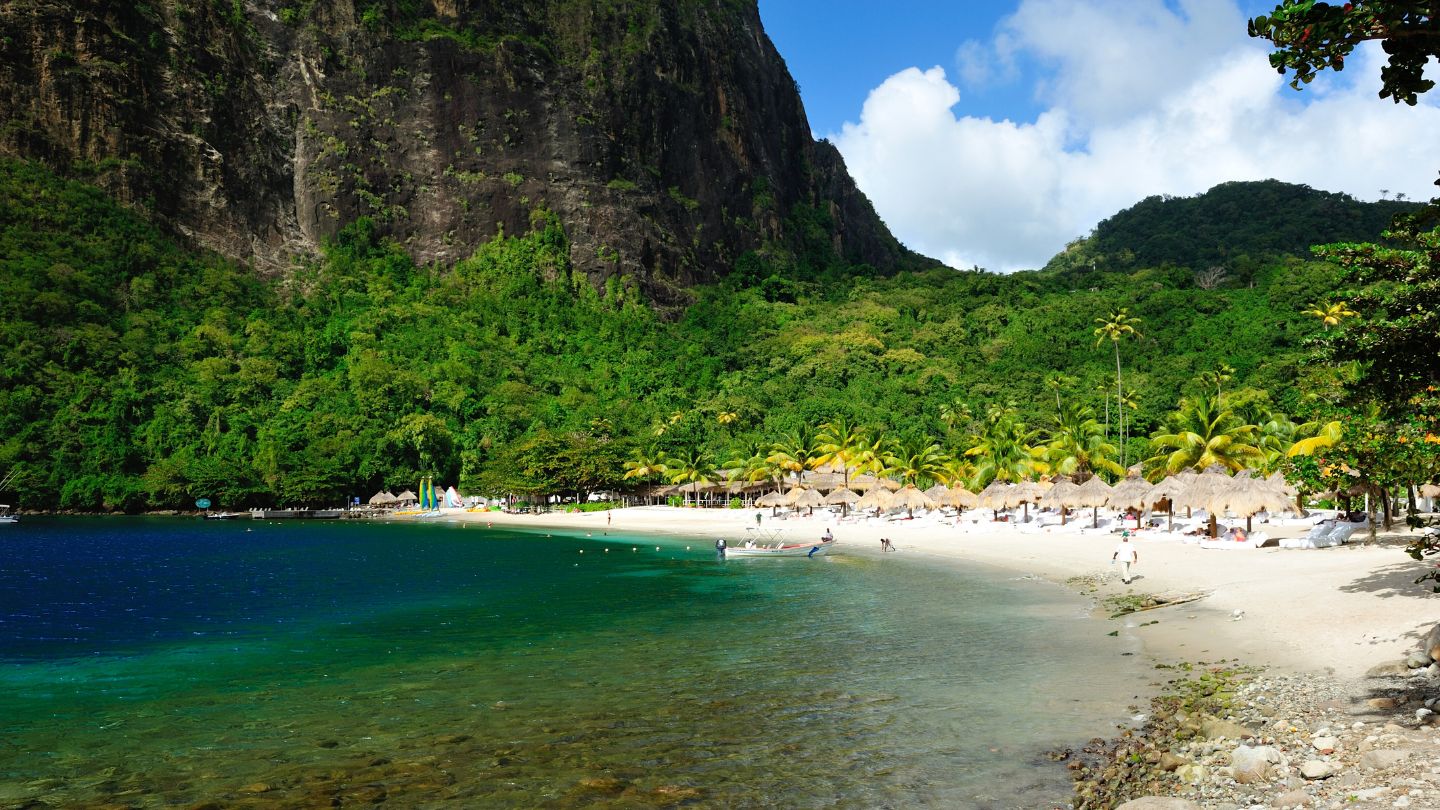 Iconic twin peaks near Soufrière, St Lucia. Perfect for hiking, snorkeling, and enjoying breathtaking views of the island's natural beauty.