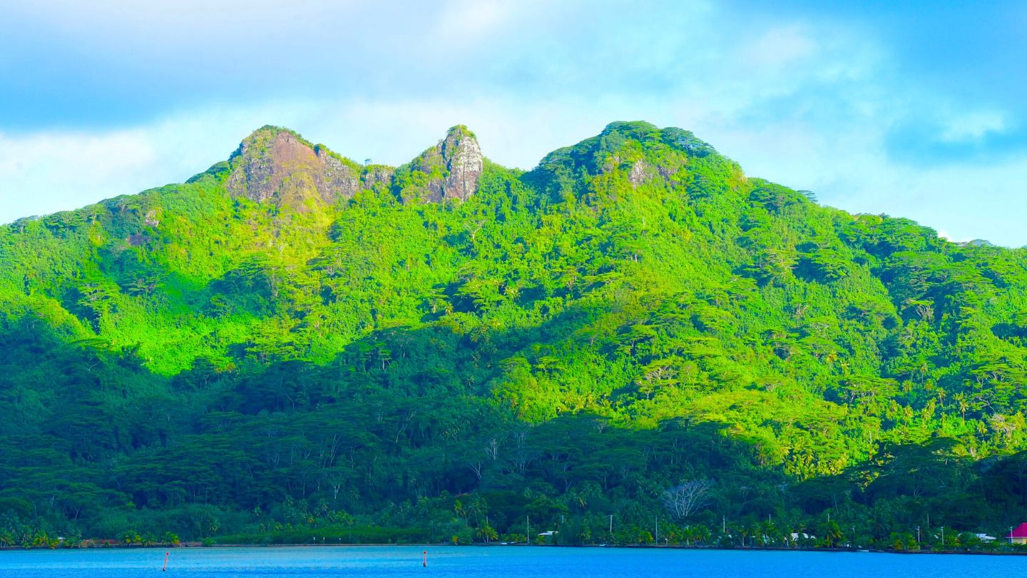 Anchor at Maroe Bay, Huahine, a beautiful bay perfect for swimming, snorkeling, and exploring the island.