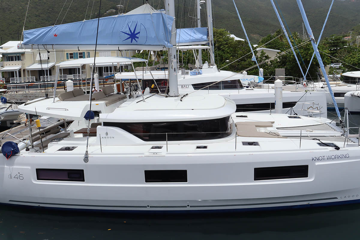 KNOT WORKING, a 2024 Lagoon 46 available for charter in the British Virgin Islands.
