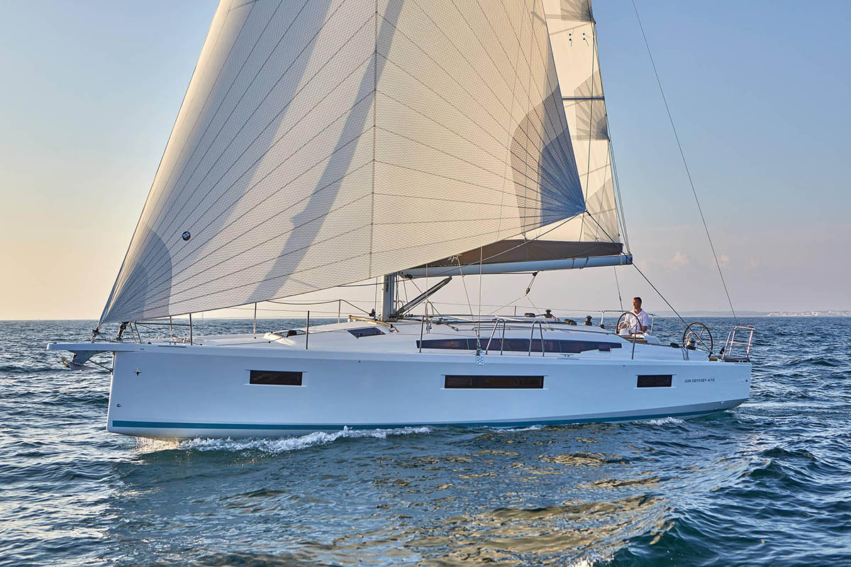 HYGGE, a 2024 Sun Odyssey 410 available for charter in Greece.