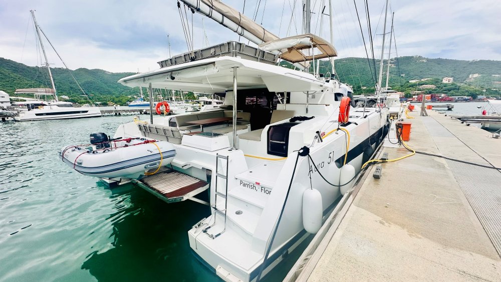 FREEDOM, a 2024 Fountaine Pajot Aura 51 available for charter in the British Virgin Islands.