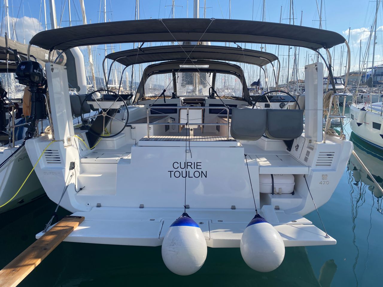 CURIE, a 2024 Dufour 470 available for charter in Greece.