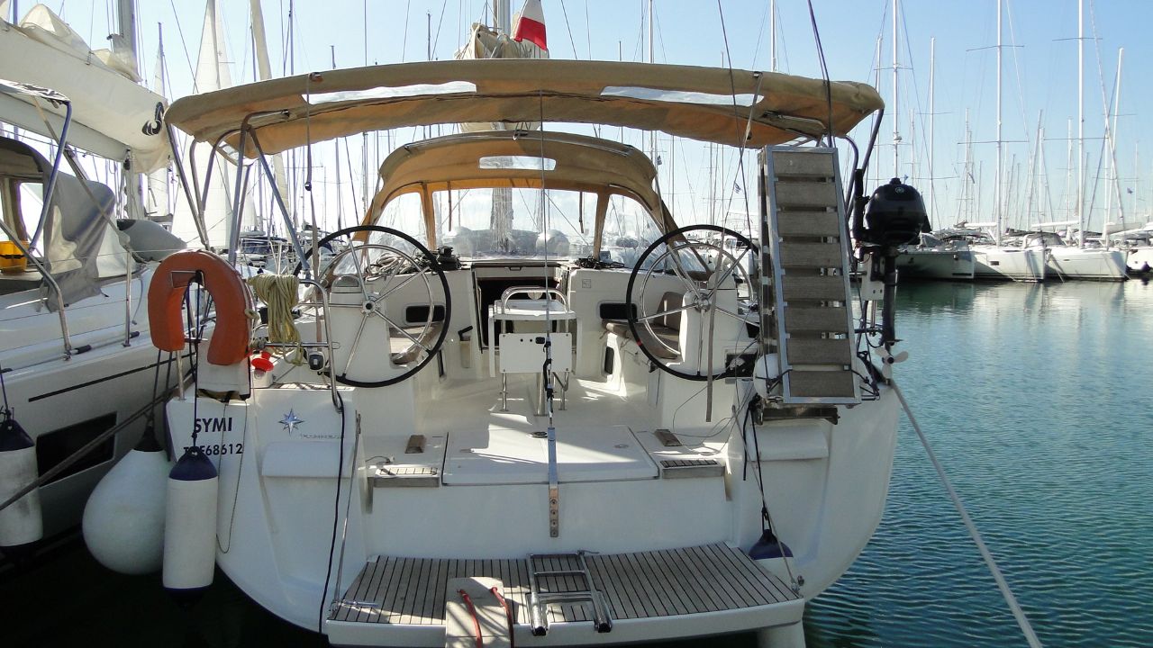 SYMI, a 2018 Sun Odyssey 479 available for charter in Greece.