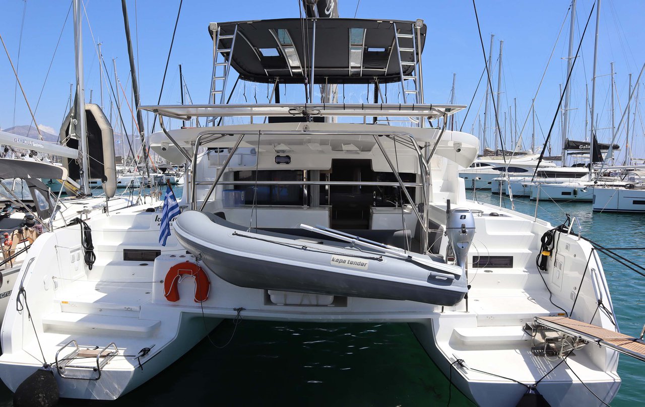 KRISTA, a 2024 Lagoon 46 Fly available for charter in Greece.