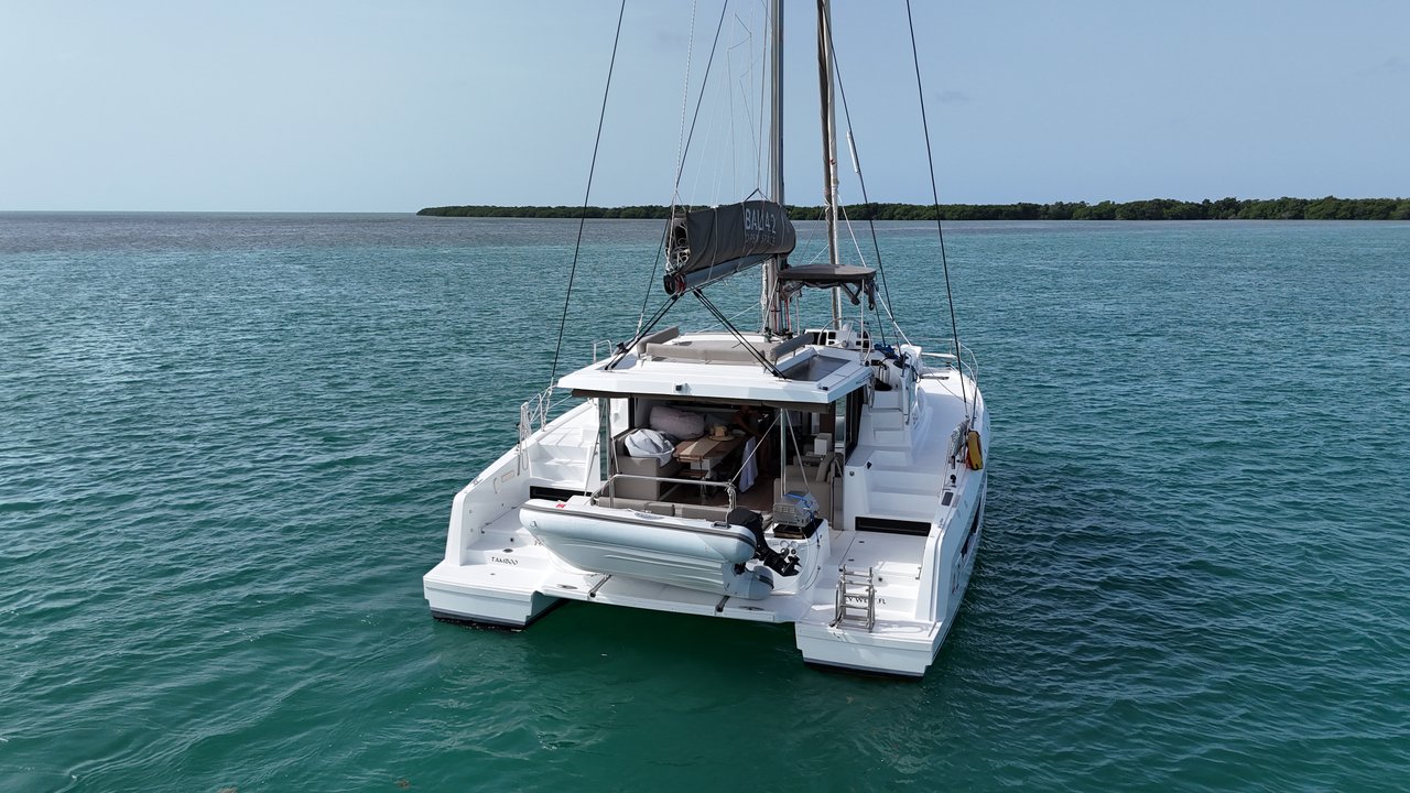 TAMBOO, a 2023 Bali 4.2 available for charter in the Abaco Bahamas.