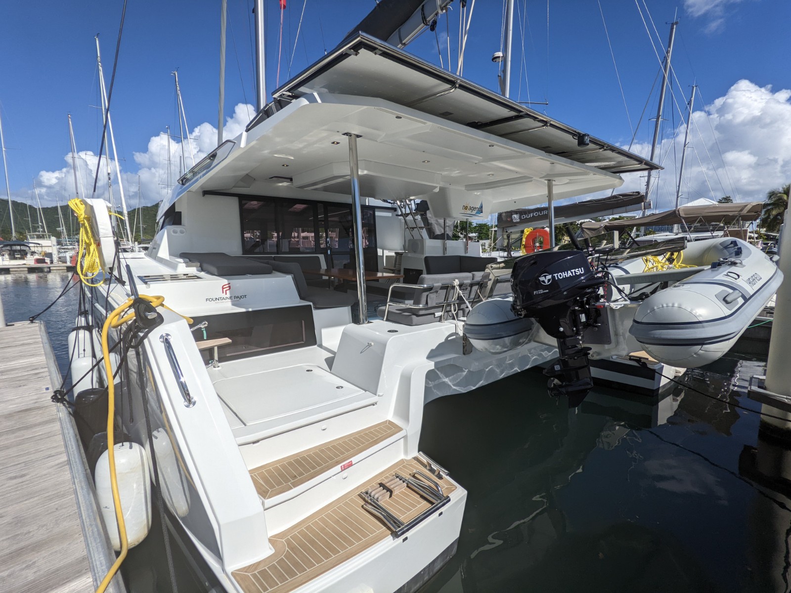NO AGENDA, a 2022 Fountaine Pajot Elba 45 available for charter in the Abaco Bahamas.