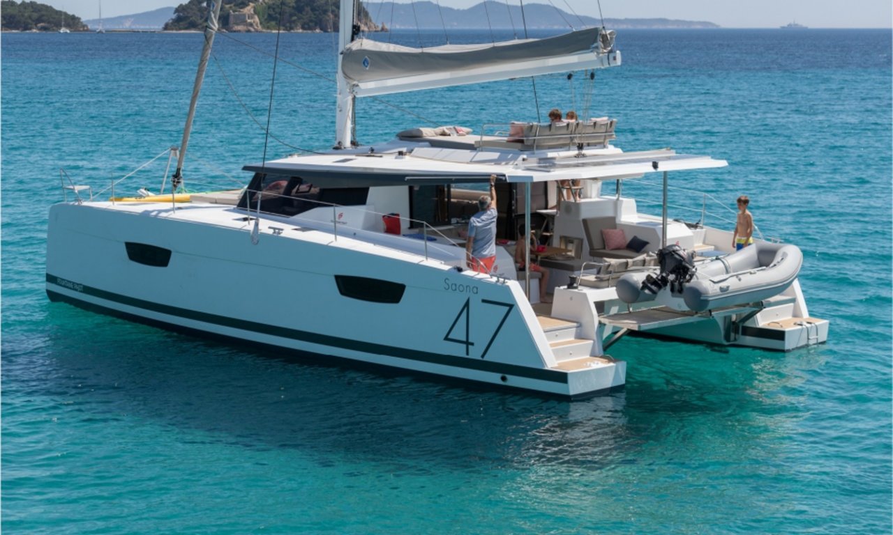 IMPOSSIBLE DREAM, a 2021 Fountaine Pajot Saona 47 Maestro available for charter in the Abaco Bahamas.
