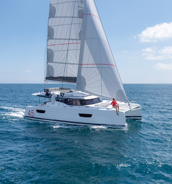 SKIPPYCAT, a 2022 Fountaine Pajot Elba 45 available for charter in the Exuma Bahamas.