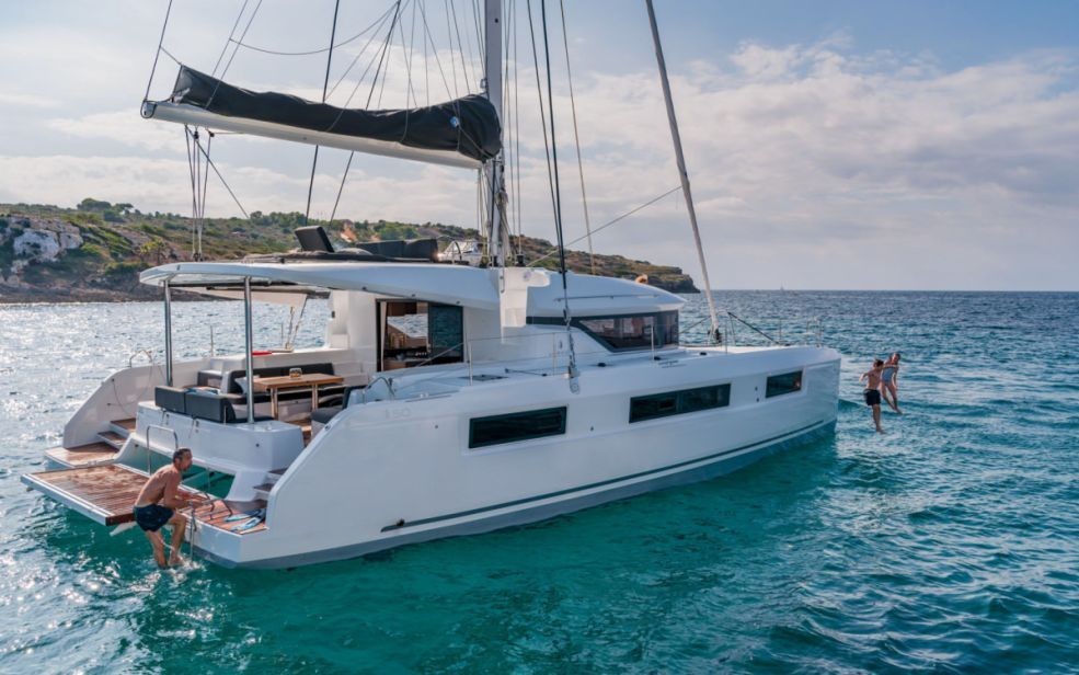 Y-NISSI, a 2022 Lagoon 50 available for charter in the British Virgin Islands.