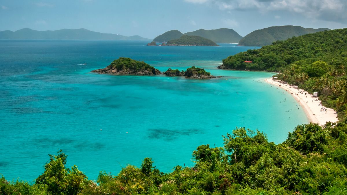 Visit Trunk Bay, St. John, for the famous underwater trail - a snorkeler's paradise in the USVI.