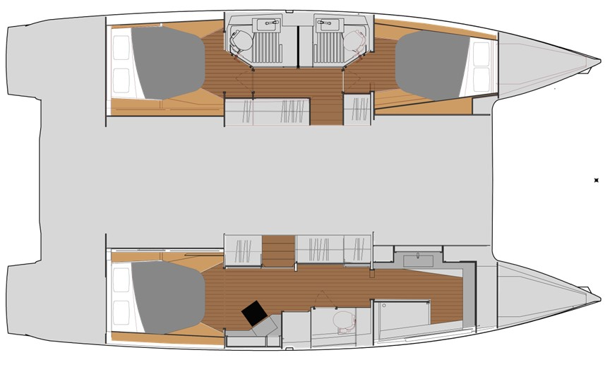 Layout for SERENITY NOW, a 2024 Fountaine Pajot Astrea 42 Maestro