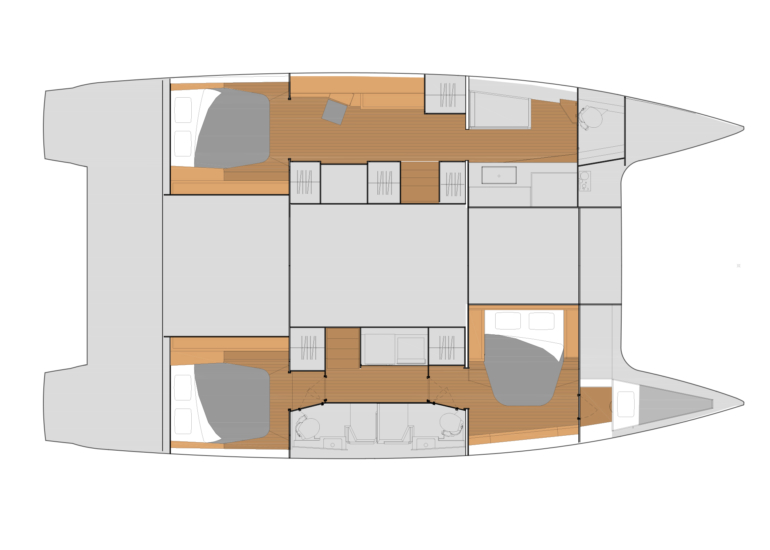 Layout for AQUAPHORIA, a 2025 Fountaine Pajot Tanna 47 Maestro