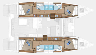 Layout for ANNA, a 2026 Lagoon 46 Fly