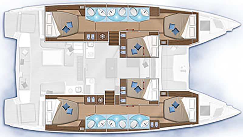 Layout for IOLI, a 2019 Lagoon 50