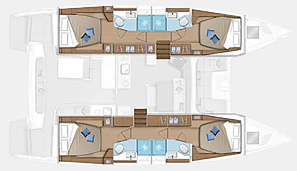 Layout for KRISTA, a 2024 Lagoon 46 Fly