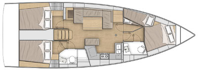 Layout for ALMA LIBRE VII, a 2021 Oceanis 40.1