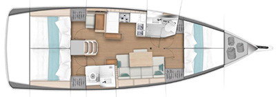 Layout for DIAMOND, a 2020 Sun Odyssey 440