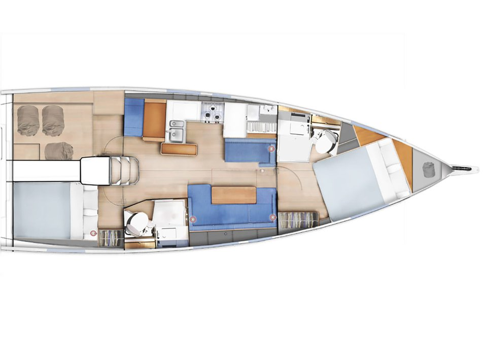 Layout for ALMA LIBRE VI, a 2020 Sun Odyssey 410