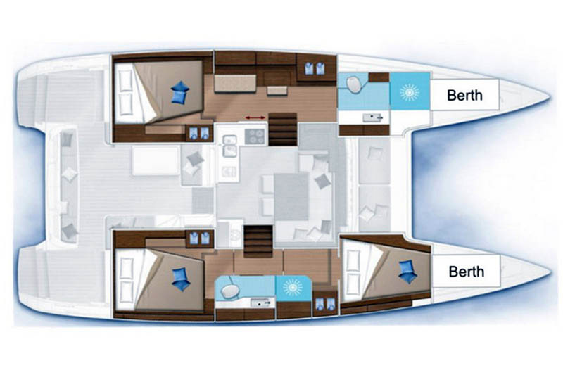 Layout for THE DOVE, a 2022 Lagoon 40