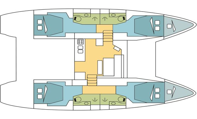Layout for SEARENITY, a 2025 Lagoon 46