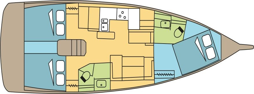 Layout for ERETMOCHELYS, a 2022 Sun Odyssey 410