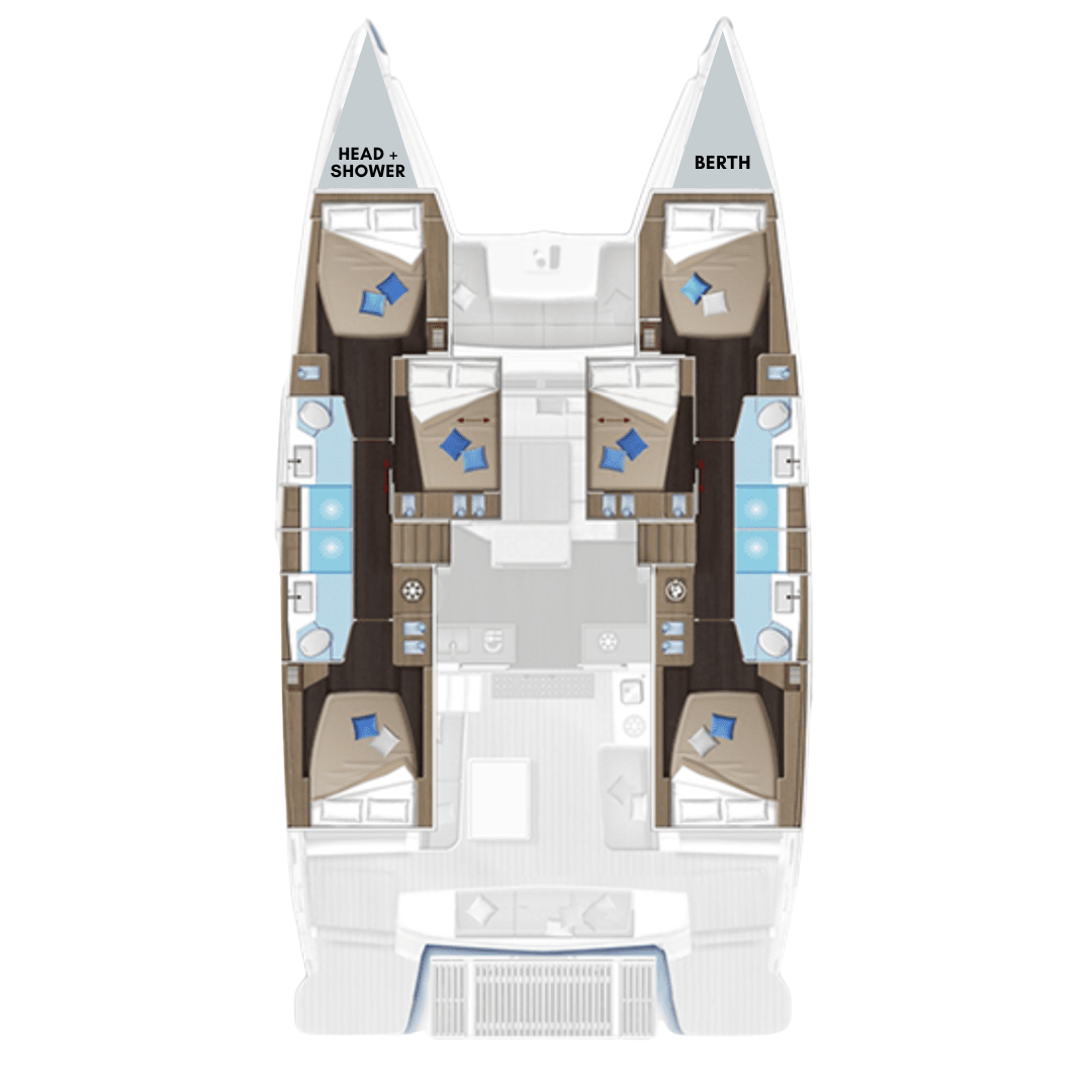 Layout for SLINKY MALINKI, a 2025 Lagoon 51