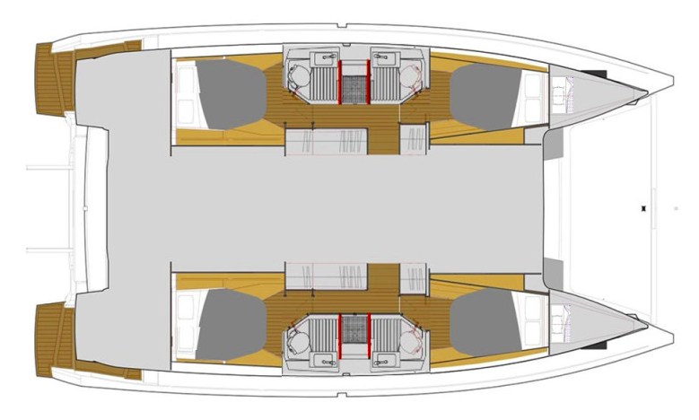 Layout for RANCHO RELAXO, a 2025 Fountaine Pajot Astrea 42