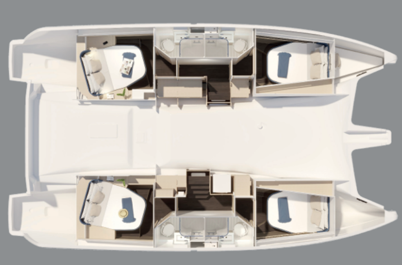 Layout for MANATEE, a 2026 Fountaine Pajot FP 44 Quatuor ELECTRIC