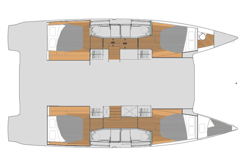 Layout for OCEAN’S TWELVE, a 2021 Fountaine Pajot Elba 45