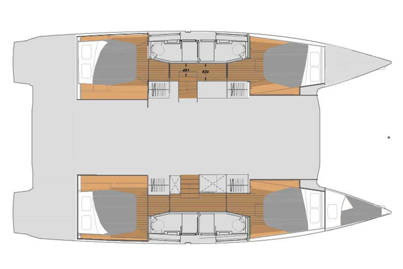 Layout for SPINDRIFT, a 2023 Fountaine Pajot Elba 45