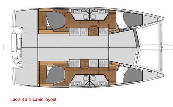 Layout for ADMIRA, a 2019 Fountaine Pajot Lucia 40
