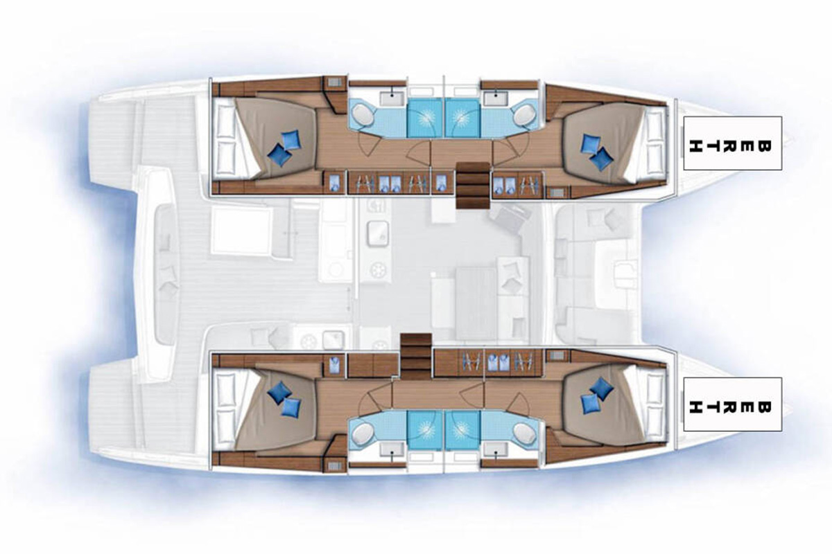 Layout for KOKOMO, a 2023 Lagoon 46