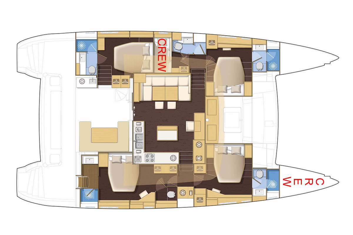Layout for Starlight (Crewed), a 2017 Lagoon 560 S2