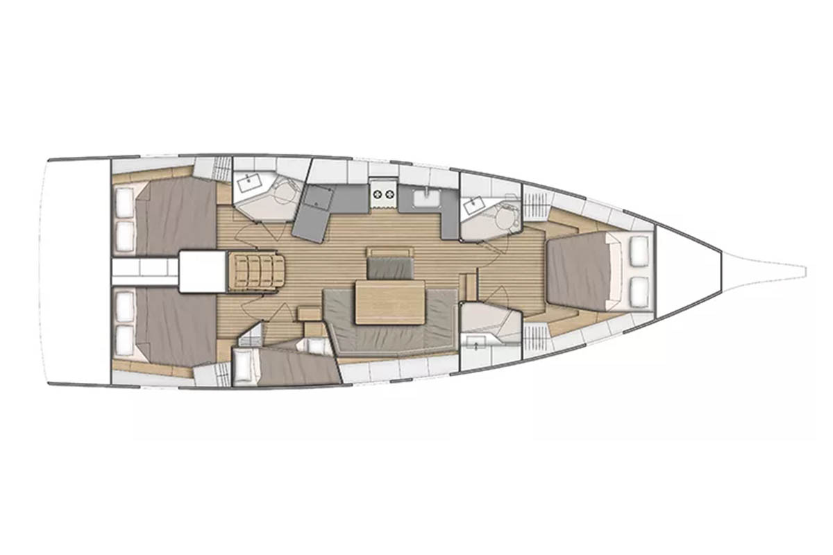 Layout for REWI, a 2025 Oceanis 46.1