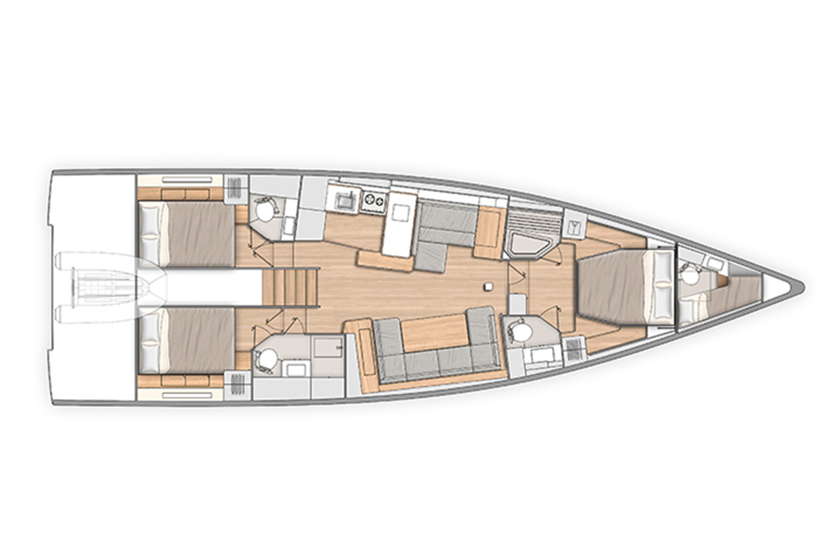 Layout for HEARTBEAT, a 2024 Oceanis 54