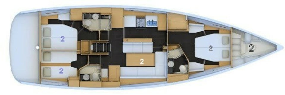 Layout for SILVERGIRL, a 2019 Jeanneau 54