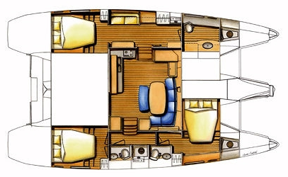 Layout for AKALA, a 2025 Lagoon 420