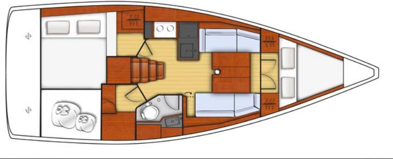 Layout for COZMO, a 2018 Oceanis 35.1