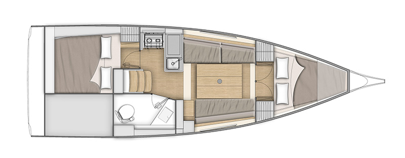 Layout for PEANUT, a 2020 Oceanis 30.1