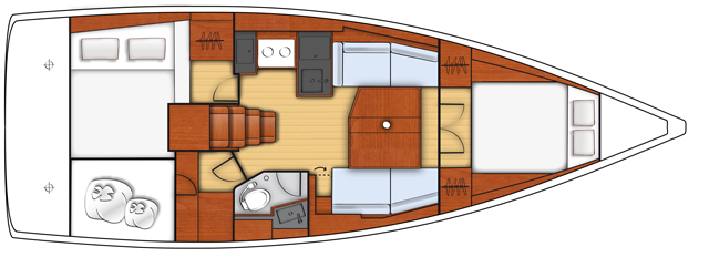 Layout for ARUN, a 2020 Oceanis 38.1
