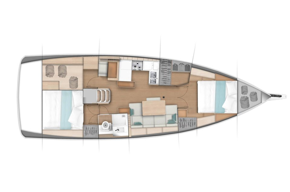 Layout for ANDIAMO, a 2018 Sun Odyssey 440